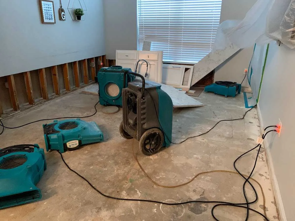 Dehumidifier in flood-cut room for Water Damage Restoration in Lucerne Valley